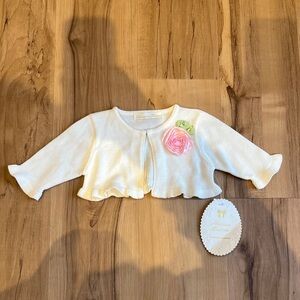 American Princess Cream Bolero Cardigan with Pink Flower